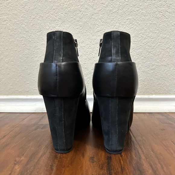 VINCE Garren Suede Leather Wedge Booties in Black - Picture 8 of 12